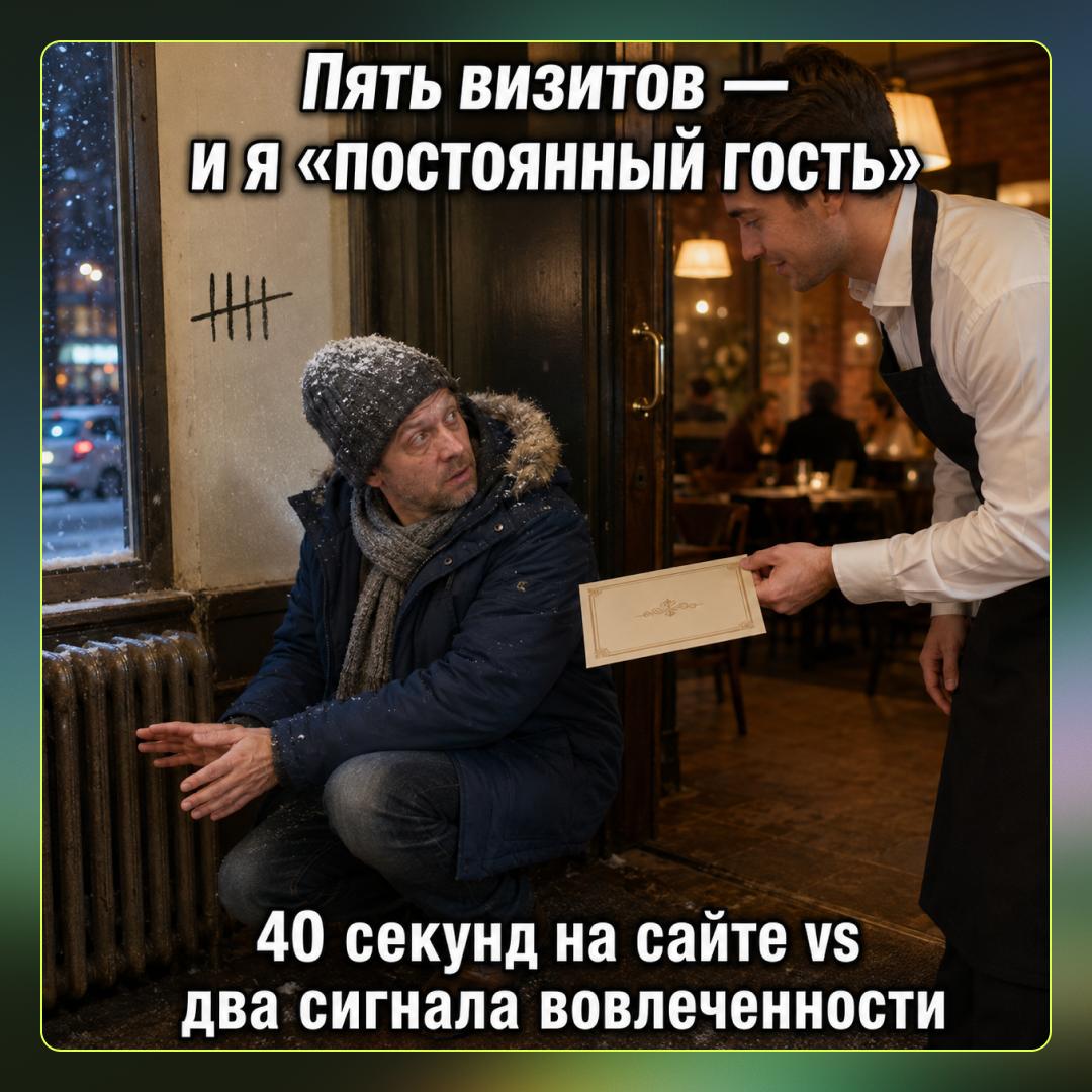 Официант вручает карту постоянного гостя человеку, который зашёл погреться